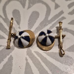 Paul Stuart Gold and Blue Jockey/Equestrian Cufflinks